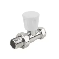 White Straight Manual Radiator Valve 15mm x 1/2"
