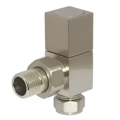 Towelrads Brushed Nickel Angled Manual Radiator Valve 15mm x 1/2" 2 Pack
