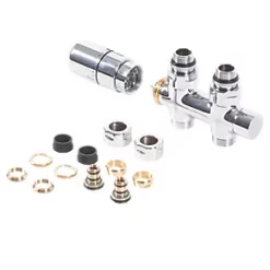 Terma Chrome Straight 50mm Thermostatic H-Block Radiator Valve 15mm x 1/2"