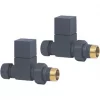 Towelrads Anthracite Straight Manual Radiator Valve 15mm x 1/2" 2 Pack -Electrical Testers Sales 233RY P