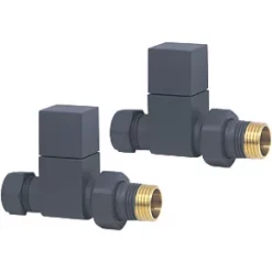 Towelrads Anthracite Straight Manual Radiator Valve 15mm x 1/2" 2 Pack