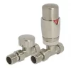 Towelrads Brushed Nickel Straight Thermostatic TRV & Lockshield 15mm x 1/2" 2 Towelrads Brushed Nickel Straight Thermostatic TRV & Lockshield 15mm x 1/2" -Electrical Testers Sales 250RY P