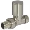 Towelrads Brushed Nickel Straight Manual Radiator Valve 15mm x 1/2" 2 Pack -Electrical Testers Sales 274RY P