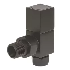 Towelrads Black Angled Manual Radiator Valve 15mm x 1/2" 2 Pack