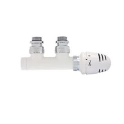 Ximax Design White Angled 50mm Thermostatic Centre Radiator Valve 15mm x 1/2"