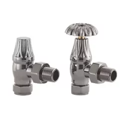 Arroll UK-10 Black Nickel Angled Manual Radiator Valve & Lockshield 15mm x 1/2"