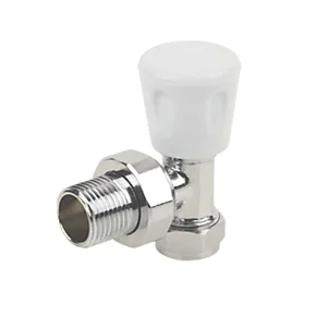 White Angled Manual Radiator Valve 15mm x 1/2" 3 White Angled Manual Radiator Valve 15mm x 1/2"