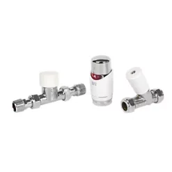 Drayton TRV4 White Straight Thermostatic TRV & Lockshield 15mm x 1/2"