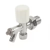 White Angled Manual Radiator Valve With Drain-Off 10mm x 1/2" -Electrical Testers Sales 36552 P
