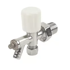 White Angled Manual Radiator Valve With Drain-Off 10mm x 1/2"