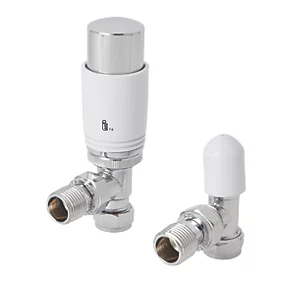Flomasta White / Chrome Angled Thermostatic Radiator Valve & Lockshield 15mm x 1/2" 6 Flomasta White / Chrome Angled Thermostatic Radiator Valve & Lockshield 15mm x 1/2" - Image 4