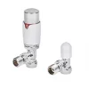 Flomasta White / Chrome Angled Thermostatic Radiator Valve & Lockshield 15mm x 1/2" -Electrical Testers Sales 386XT P