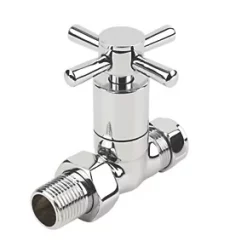 Palermo Chrome Straight Manual Radiator Valves 15mm x 1/2" 2 Pack