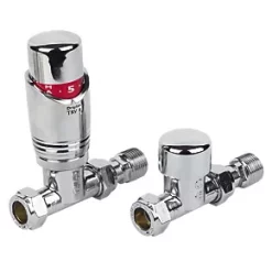 Drayton Chrome Straight Thermostatic TRV 15mm x 1/2"