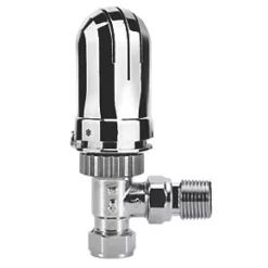 Flomasta Chrome Angled Thermostatic TRV 15mm x 1/2"