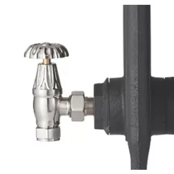 Arroll UK-10 Brushed Nickel Angled Manual Radiator Valve & Lockshield 15mm x 1/2" -Electrical Testers Sales 4892G A2