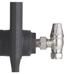 Arroll UK-10 Brushed Nickel Angled Manual Radiator Valve & Lockshield 15mm x 1/2" -Electrical Testers Sales 4892G A3