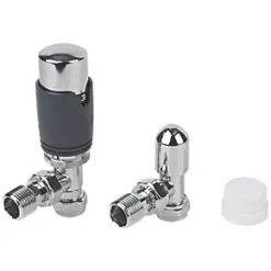 Flomasta Anthracite Angled Thermostatic TRV 15mm x 1/2"