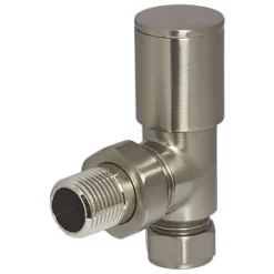 Towelrads Brushed Nickel Angled Manual Radiator Valve 15mm x 1/2" 2 Pack -Electrical Testers Sales 590RY A2