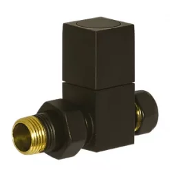 Towelrads Black Straight Manual Radiator Valve 15mm x 1/2" 2 Pack -Electrical Testers Sales 600RY A2
