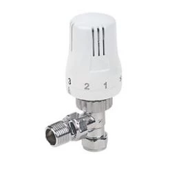 White Angled Thermostatic TRV 15mm x 1/2"