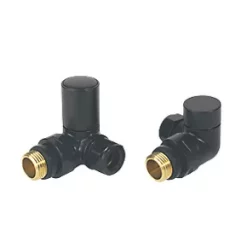 Towelrads Black Corner Manual Corner Radiator Valve 15mm x 1/2" 2 Pack
