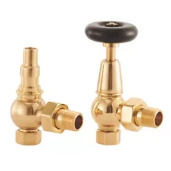 Arroll UK-20 Black Angled Manual Radiator Valve & Lockshield 15mm x 1/2"