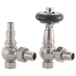 Arroll UK-28 Black Angled Thermostatic Wooden Head TRV & Lockshield 15mm x 1/2"