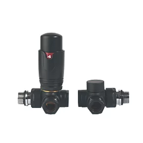 Towelrads Black Corner Thermostatic TRV Dual Fuel Corner Valve & Lockshield 15mm x 1/2" 4 Towelrads Black Corner Thermostatic TRV Dual Fuel Corner Valve & Lockshield 15mm x 1/2" - Image 2