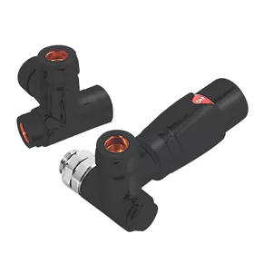 Towelrads Black Corner Thermostatic TRV Dual Fuel Corner Valve & Lockshield 15mm x 1/2" 5 Towelrads Black Corner Thermostatic TRV Dual Fuel Corner Valve & Lockshield 15mm x 1/2" - Image 3