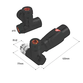 Towelrads Black Corner Thermostatic TRV Dual Fuel Corner Valve & Lockshield 15mm x 1/2" 6 Towelrads Black Corner Thermostatic TRV Dual Fuel Corner Valve & Lockshield 15mm x 1/2" - Image 4