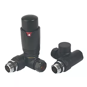 Towelrads Black Corner Thermostatic TRV Dual Fuel Corner Valve & Lockshield 15mm x 1/2" 3 Towelrads Black Corner Thermostatic TRV Dual Fuel Corner Valve & Lockshield 15mm x 1/2"