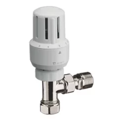 White Angled Thermostatic TRV 15mm x 1/2"