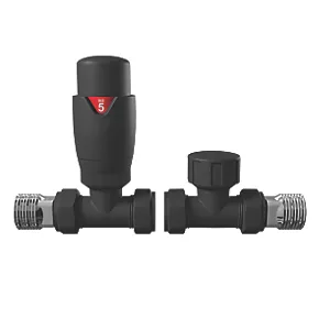 Cassellie Anthracite Straight Thermostatic TRV & Lockshield 15mm x 1/2" 3 Cassellie Anthracite Straight Thermostatic TRV & Lockshield 15mm x 1/2"