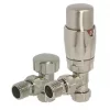 Towelrads Brushed Nickel Angled Thermostatic TRV & Lockshield 15mm x 1/2" -Electrical Testers Sales 787RY P