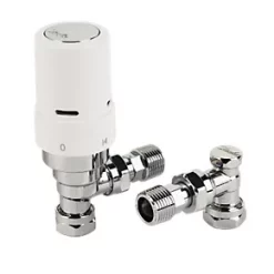 Danfoss RAS-D² White Angled & Straight Thermostatic TRV & Lockshield 10/15mm x 1/2"