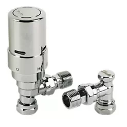 Danfoss RAS-D² Chrome Angled Thermostatic TRV & Lockshield 10/15mm x 1/2"