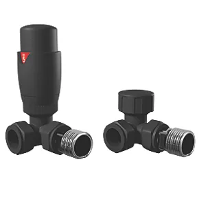 Cassellie Anthracite Angled Thermostatic TRV & Lockshield 15mm x 1/2" 3 Cassellie Anthracite Angled Thermostatic TRV & Lockshield 15mm x 1/2"