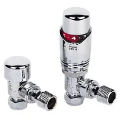 Drayton Chrome Angled Thermostatic TRV 15mm x 1/2"
