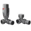 Cassellie Chrome Angled Thermostatic TRV & Lockshield 15mm x 1/2" -Electrical Testers Sales 892GX P
