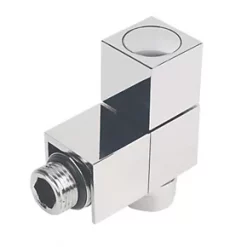 Cube Chrome Angled Manual Radiator Valve 15mm x 1/2" 2 Pack