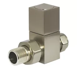 Towelrads Brushed Nickel Straight Manual Radiator Valve 15mm x 1/2" 2 Pack -Electrical Testers Sales 993RY A2