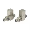 Towelrads Brushed Nickel Straight Manual Radiator Valve 15mm x 1/2" 2 Pack -Electrical Testers Sales 993RY P